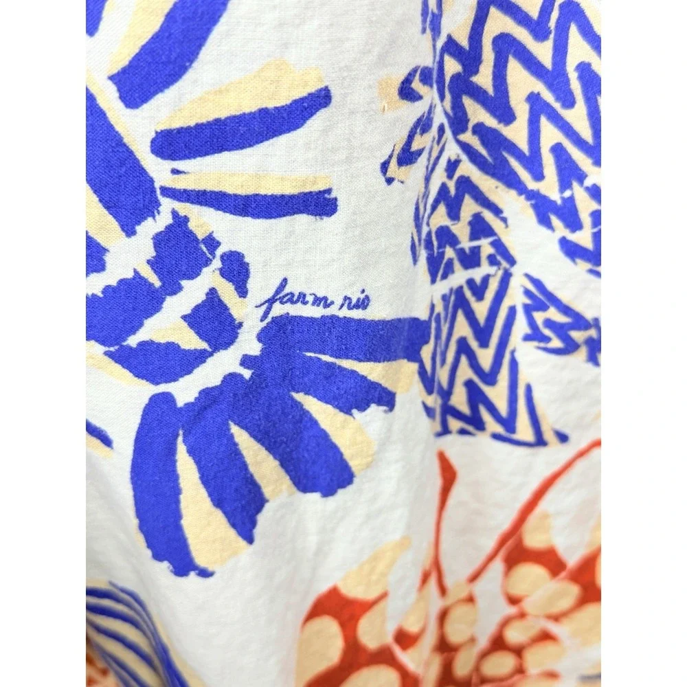 Farm Rio Mixed Lobsters Jumpsuit Womens L Halter Open Back Tropical Linen - Picture 7 of 16